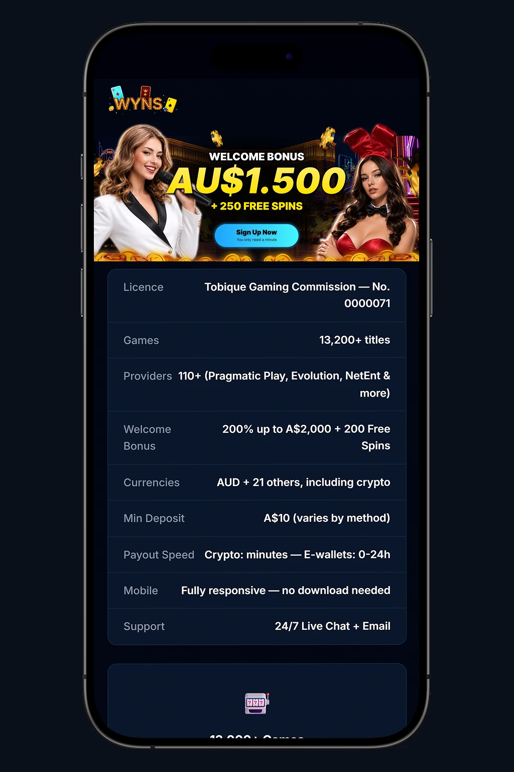 Wyns Casino Betting Options